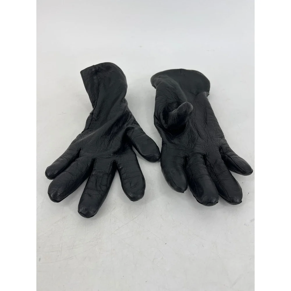 Flutter Vintage Black Soft Leather Driving Gloves  Lined‎ Size 7 Womens Winter